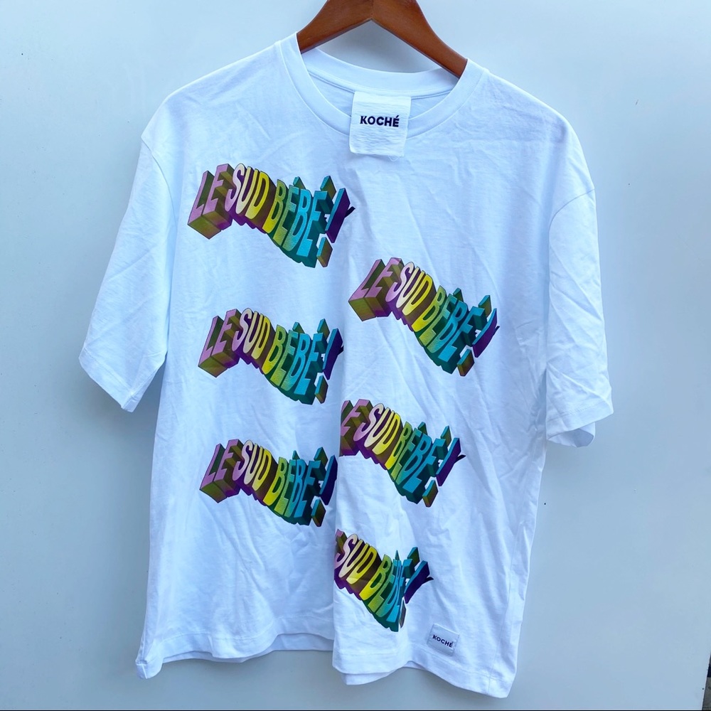 KOCHÉ | White Graphic Short Sleeve Tee M